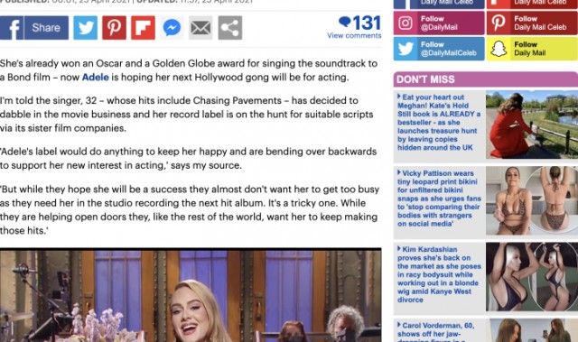 Adele狂瘦40斤，下一步是进军好莱坞？