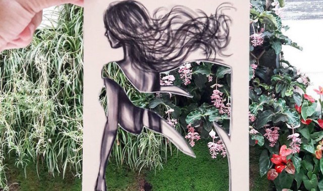 这位时尚手绘师,用大自然和建筑完整她设计稿