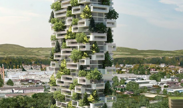 一座覆盖绿植的摩天大楼，环保又养眼