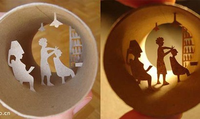 废弃纸筒中诞生出来的剪纸艺术品