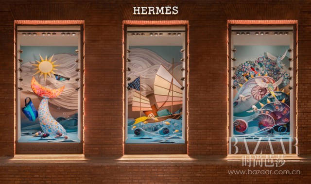 艺术家YULIA BRODSKAYA为“上海爱马仕之家”打造“海洋绮镜”橱窗
