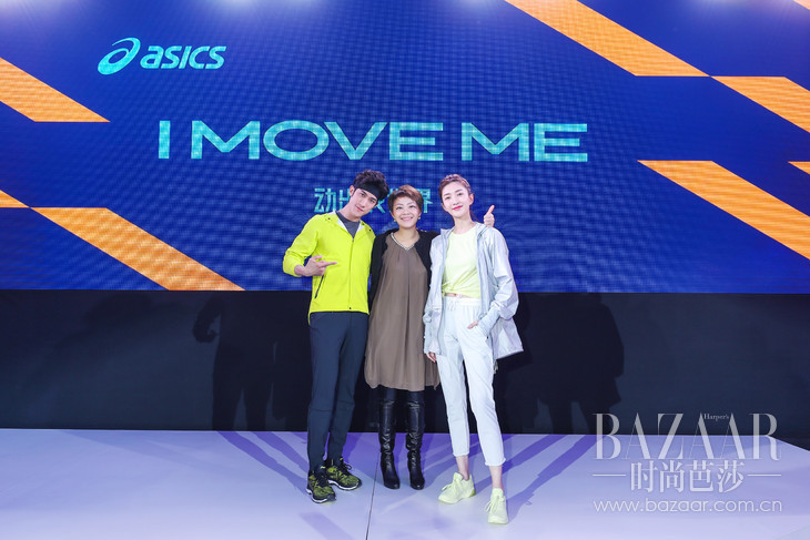 亚瑟士（中国）商贸有限公司董事长、大中华区总裁陈晓彤女士与两位品牌代言人合影