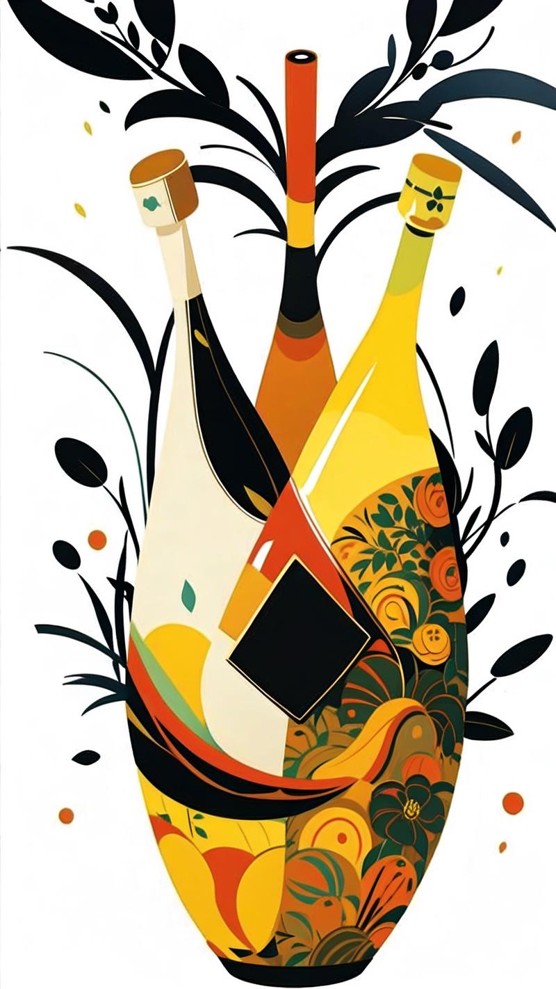 酒瓶盖里多姿多彩的水彩画